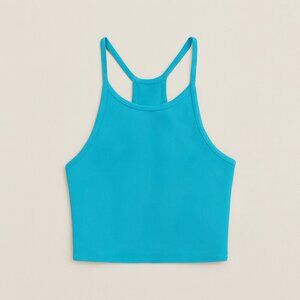 Turquoise Ribbed Crop Tank Top